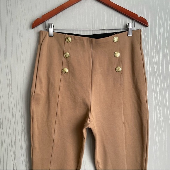 Zara EUC High Rise Stretch Leggings With Gold Buttons Size XL - Picture 10 of 14